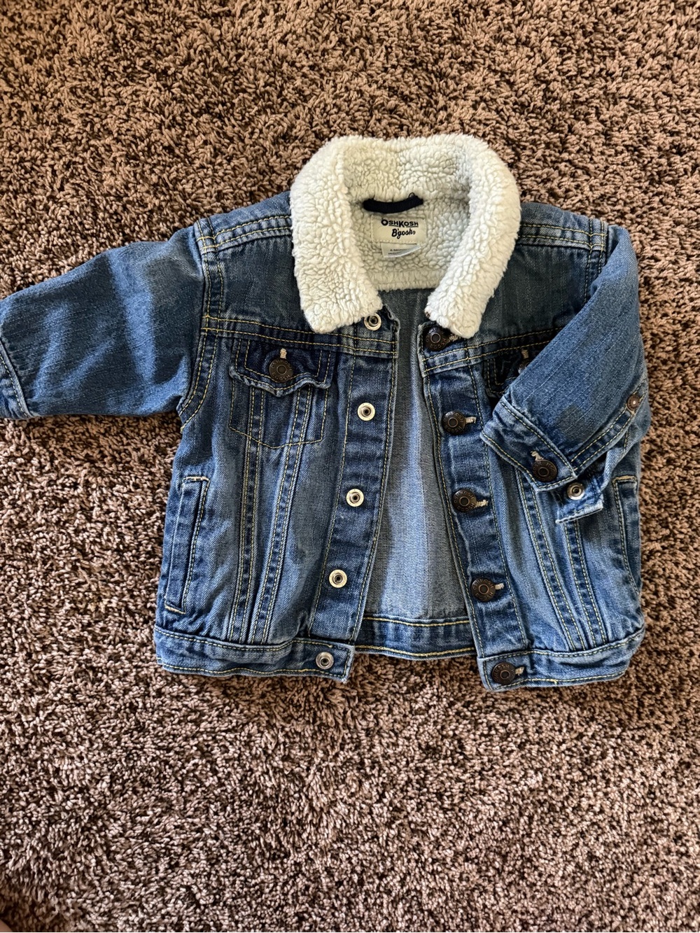 OshKosh B'gosh Blue Denim Sherpa-Trim Kids Jacket size 6 months